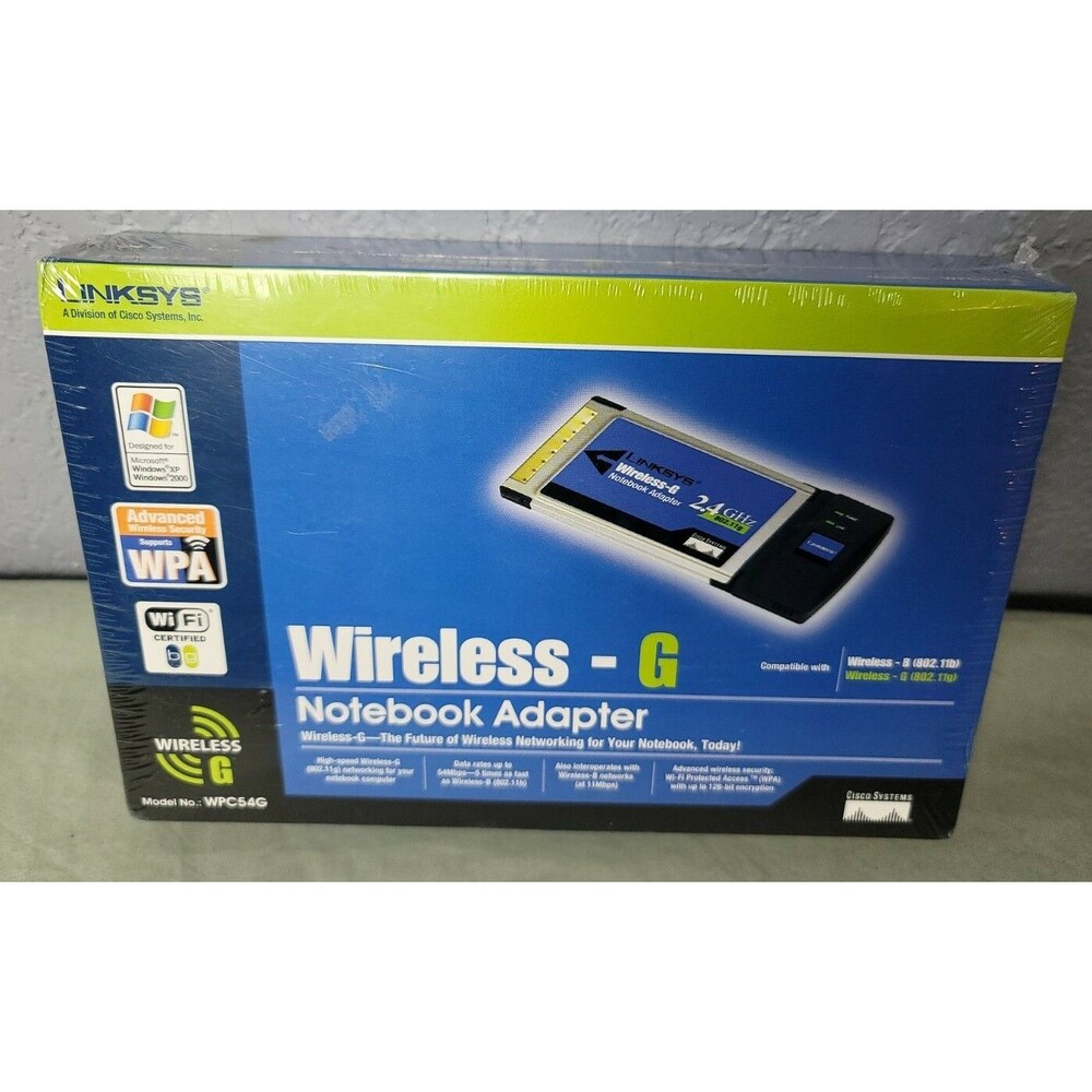 Linksys WPC54G Wireless-G Notebook Adapter CardBus Adaptor Card Laptop PC 2.4ghz